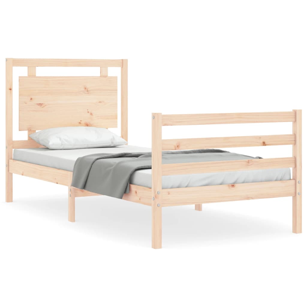 Estructura de cama individual con cabecero madera maciza vidaXL