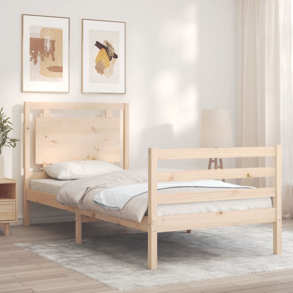 Estructura de cama individual con cabecero madera maciza vidaXL