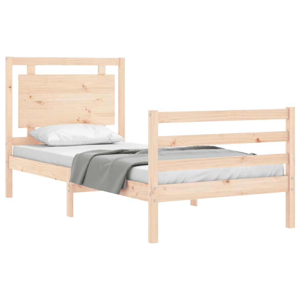 Estructura de cama individual con cabecero madera maciza vidaXL