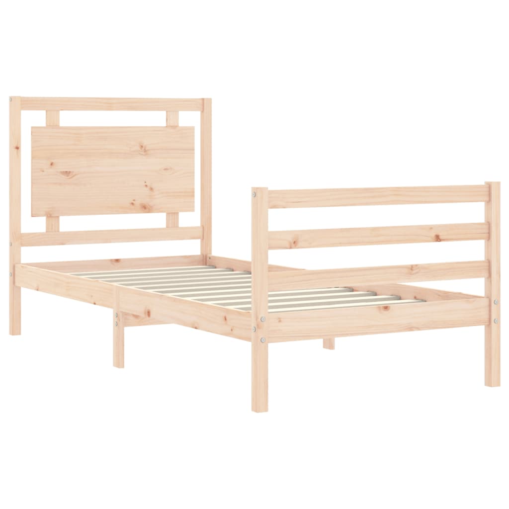 Estructura de cama individual con cabecero madera maciza vidaXL