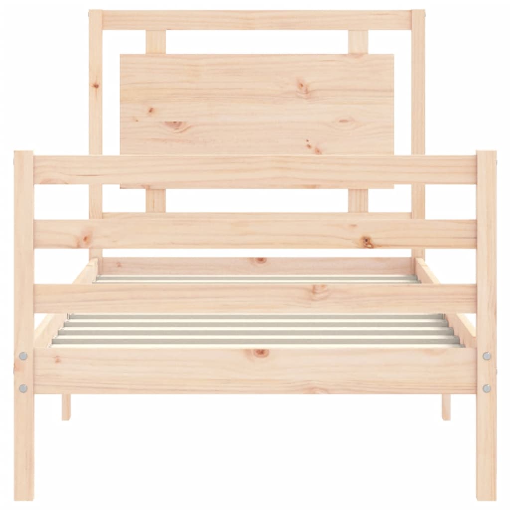 Estructura de cama individual con cabecero madera maciza vidaXL