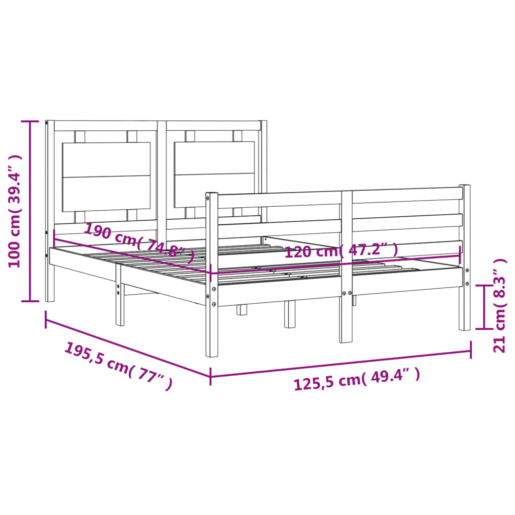 Estructura de cama matrimonio con cabecero madera marrón miel vidaXL