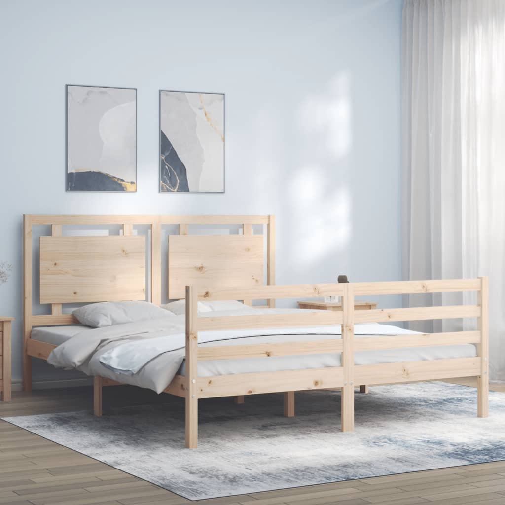 Vetonek Estructura de cama con cabecero madera maciza 160x200 cm