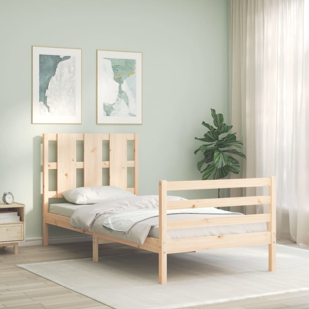 Vetonek Estructura de cama individual con cabecero madera maciza