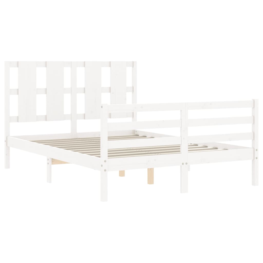 Estructura cama de matrimonio con cabecero madera maciza blanco vidaXL