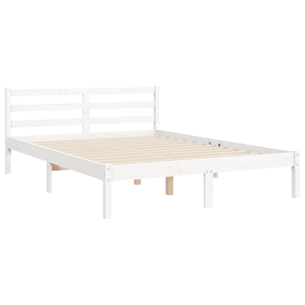 Estructura cama de matrimonio con cabecero madera maciza blanco vidaXL