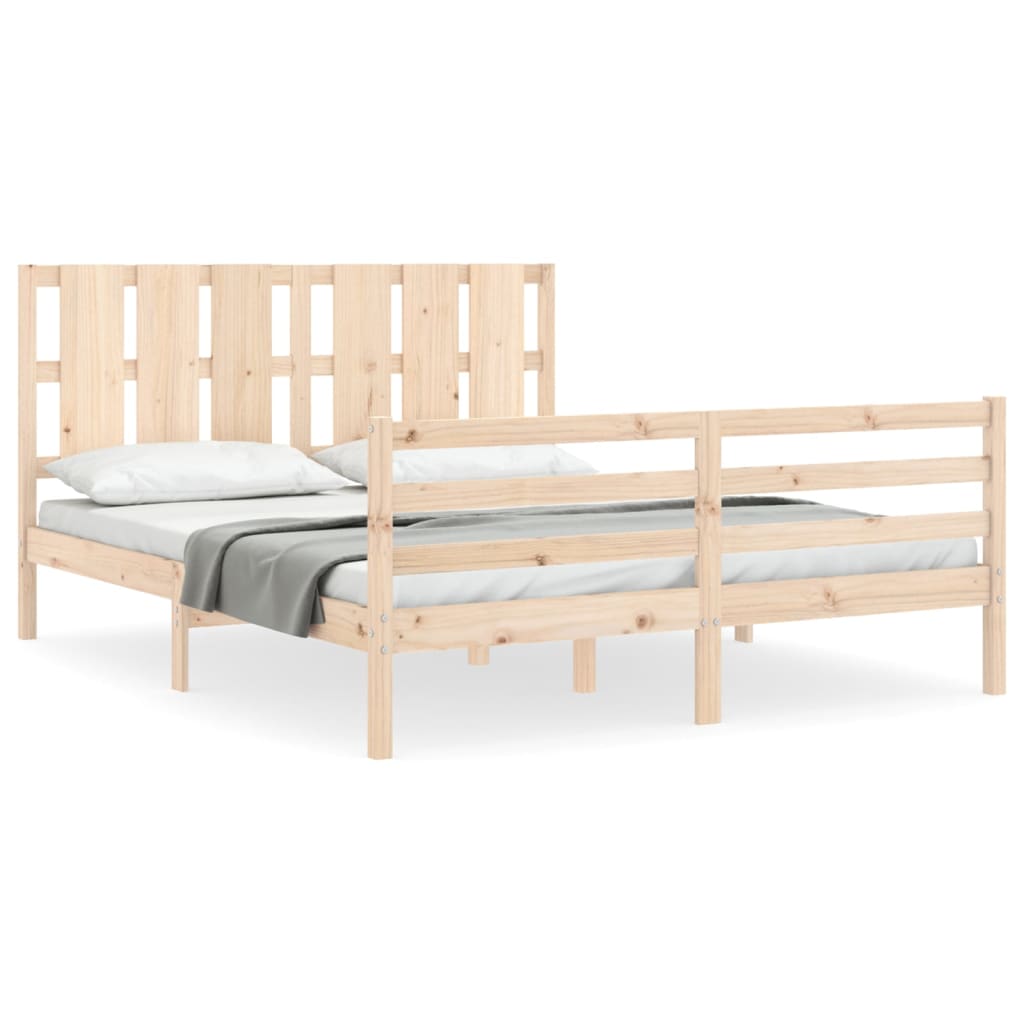 Estructura de cama de matrimonio con cabecero madera maciza vidaXL