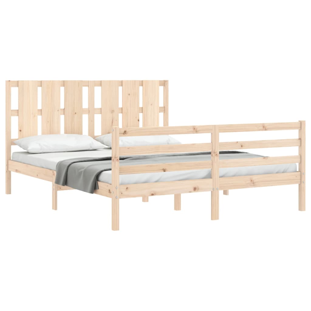 Estructura de cama de matrimonio con cabecero madera maciza vidaXL