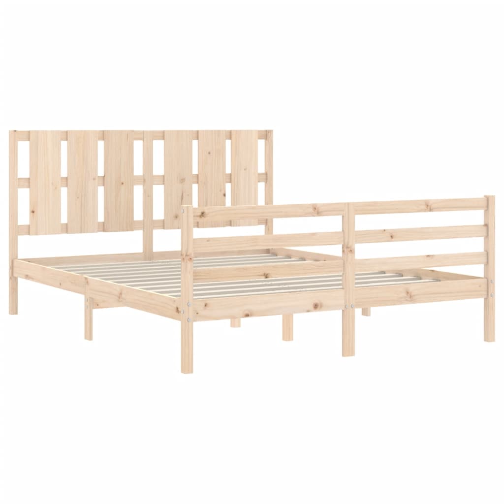 Estructura de cama de matrimonio con cabecero madera maciza vidaXL