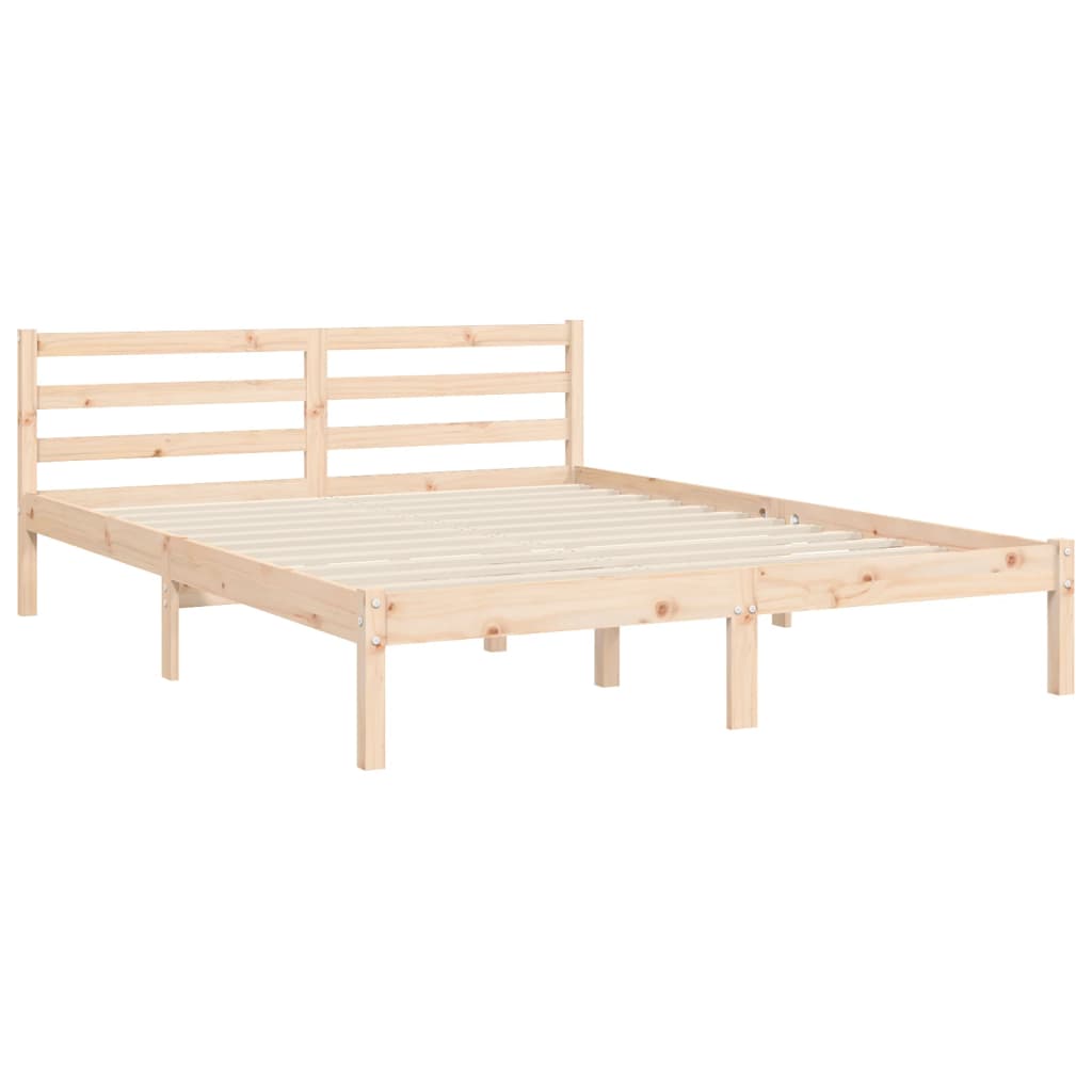 Estructura de cama de matrimonio con cabecero madera maciza vidaXL