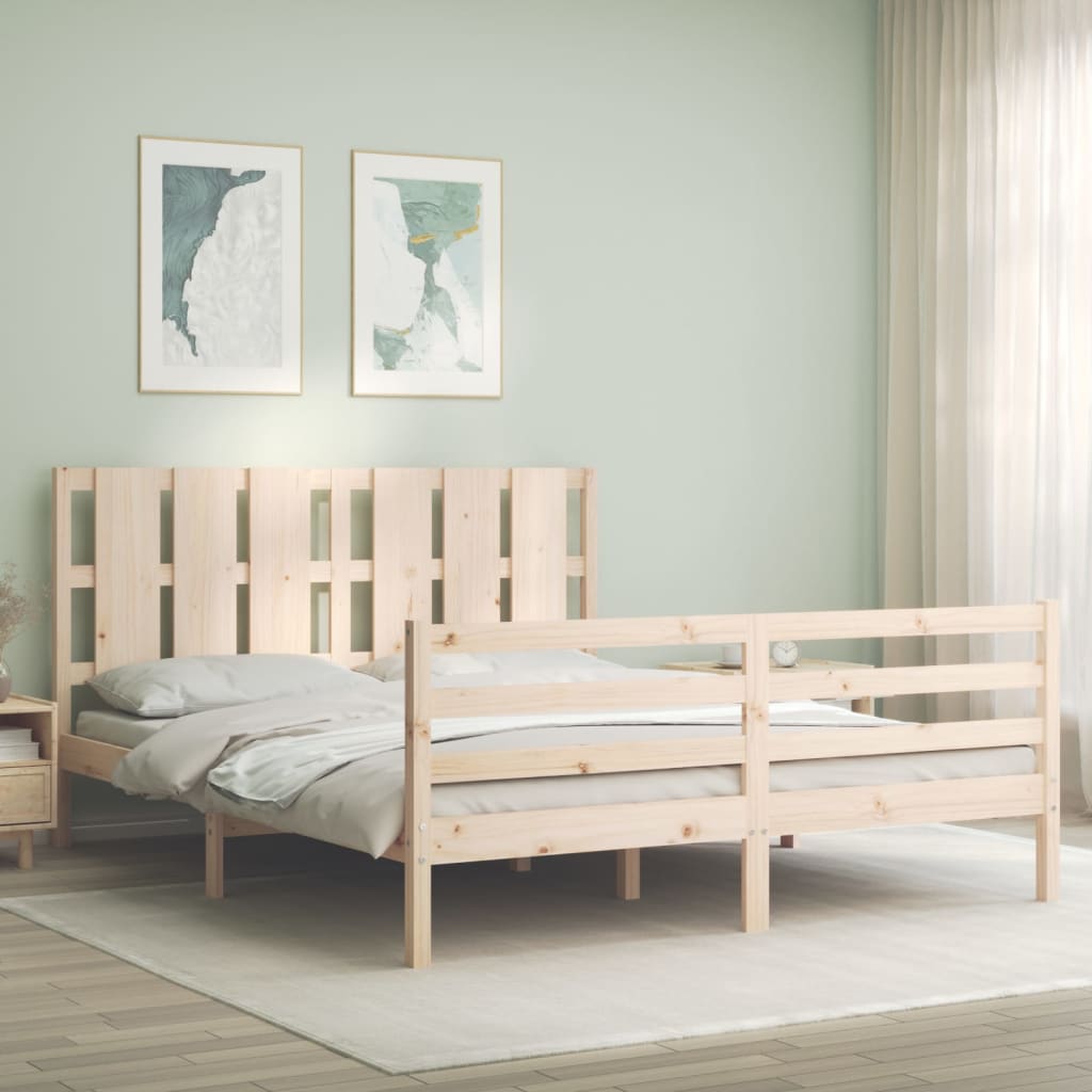 Vetonek Estructura de cama con cabecero madera maciza 160x200 cm