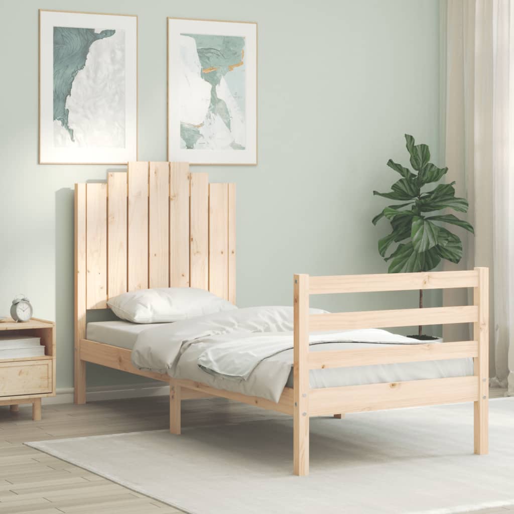 Vetonek Estructura de cama individual con cabecero madera maciza