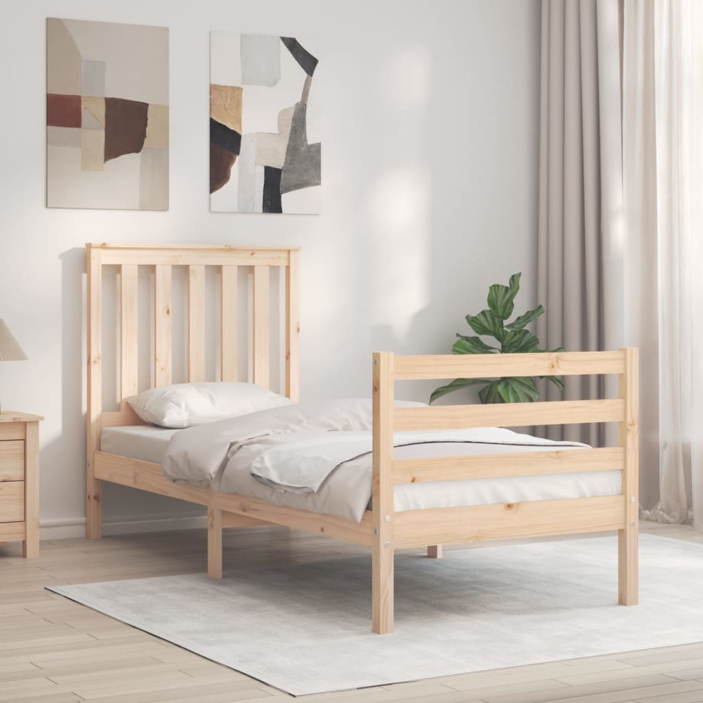 Vetonek Estructura de cama individual con cabecero madera maciza