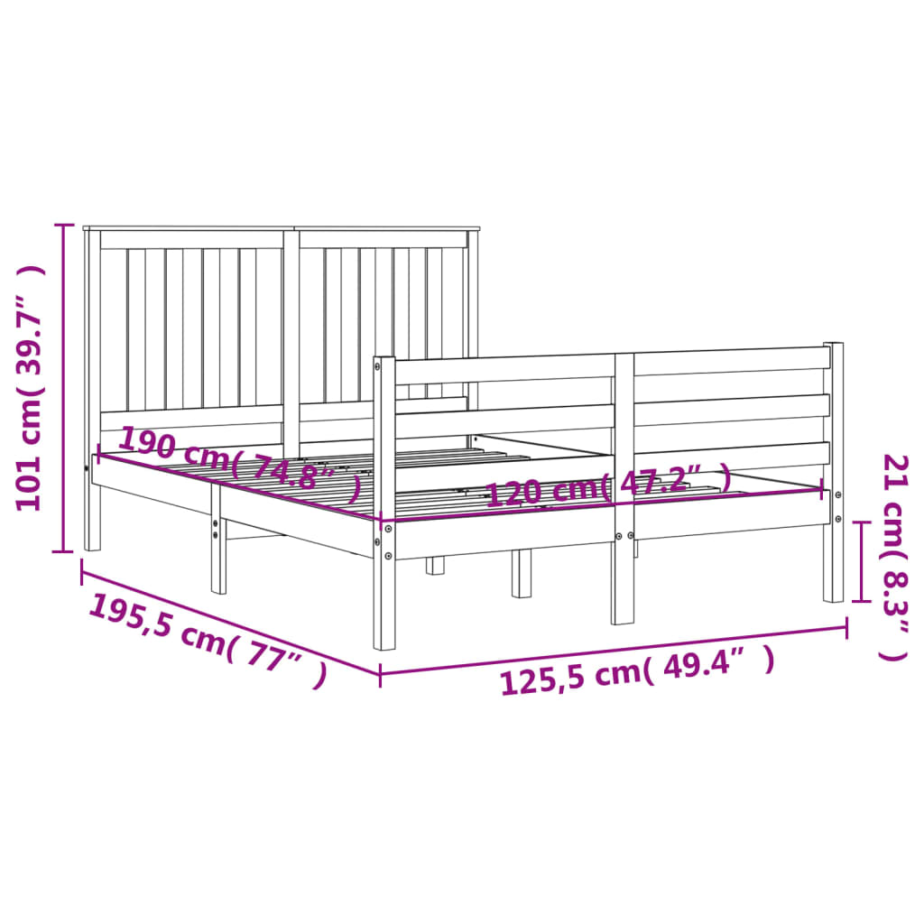 Estructura de cama matrimonio con cabecero madera marrón miel vidaXL