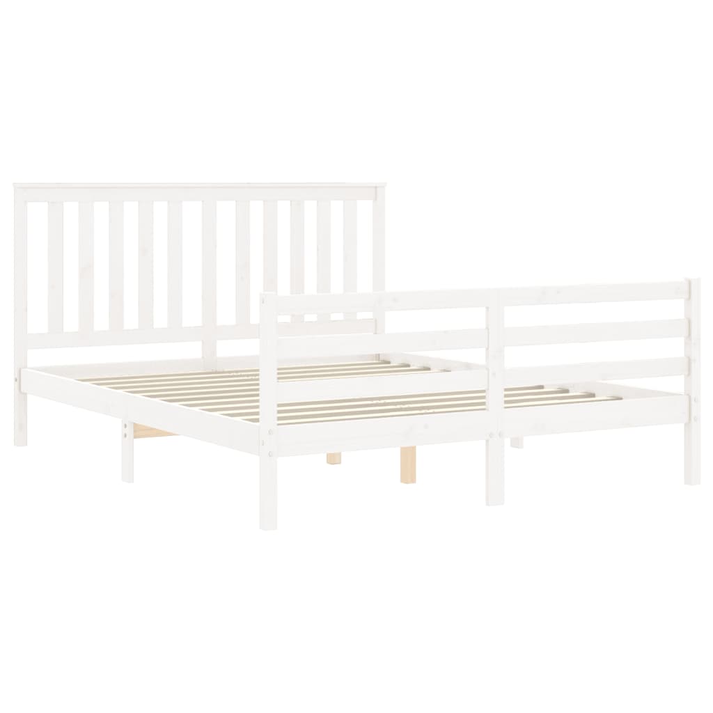 Estructura de cama matrimonio con cabecero madera maciza blanco vidaXL