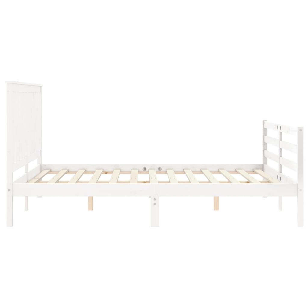 Estructura de cama matrimonio con cabecero madera maciza blanco vidaXL