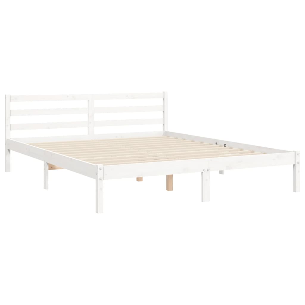 Estructura de cama matrimonio con cabecero madera maciza blanco vidaXL