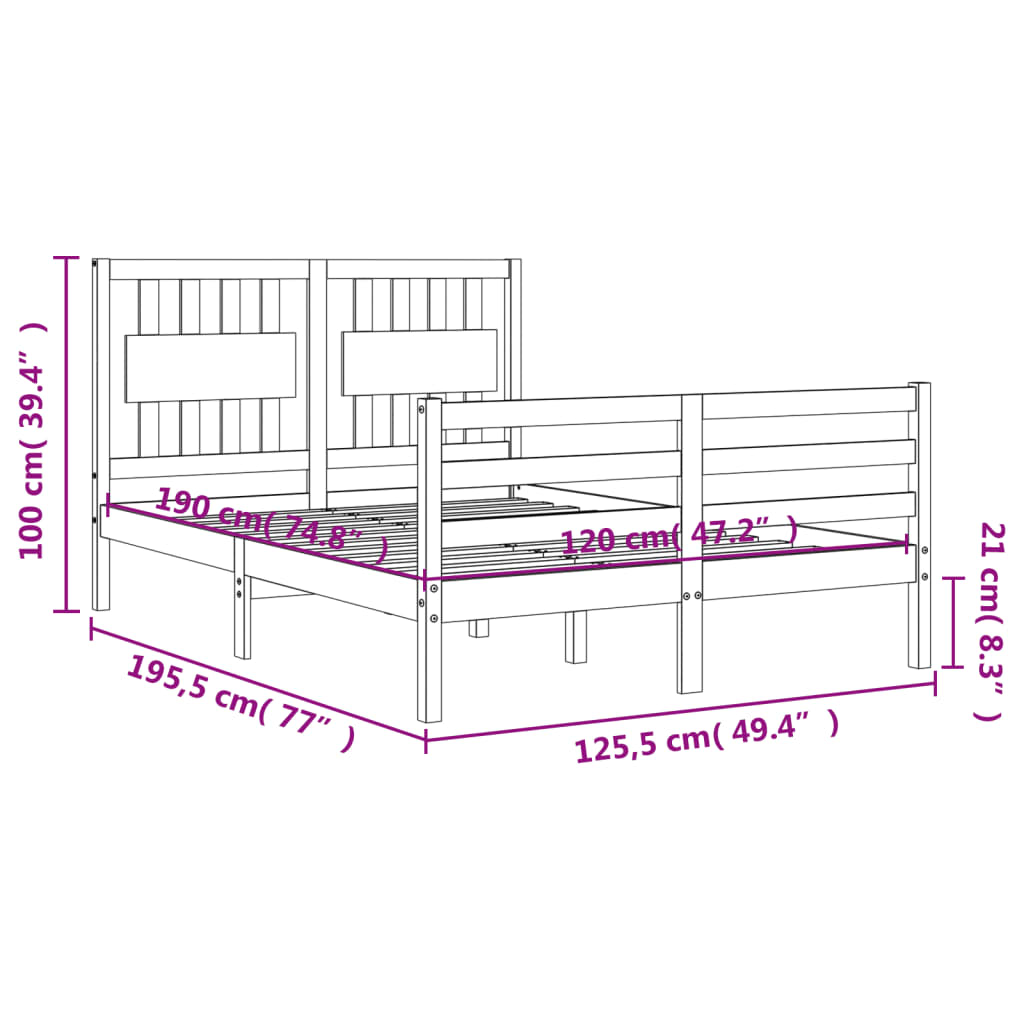 Estructura de cama matrimonio con cabecero madera marrón miel vidaXL