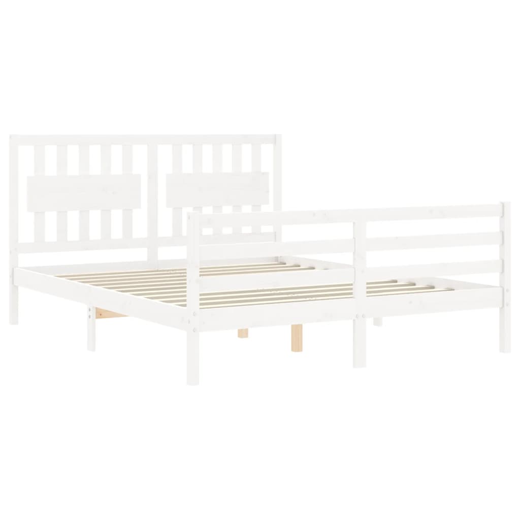 Estructura de cama matrimonio con cabecero madera maciza blanco vidaXL