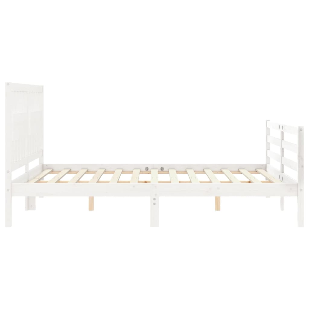 Estructura de cama matrimonio con cabecero madera maciza blanco vidaXL