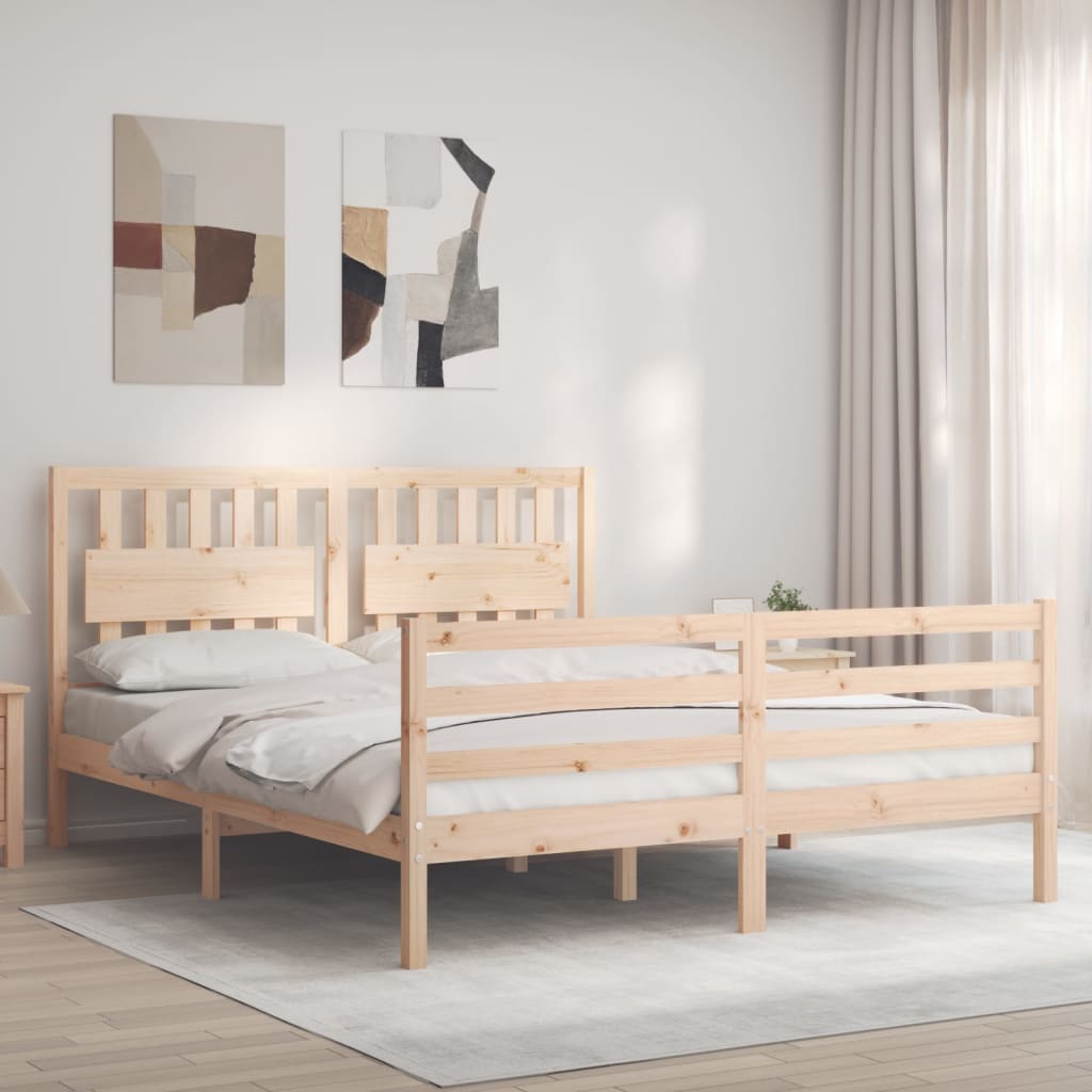 Vetonek Estructura de cama con cabecero madera maciza 160x200 cm