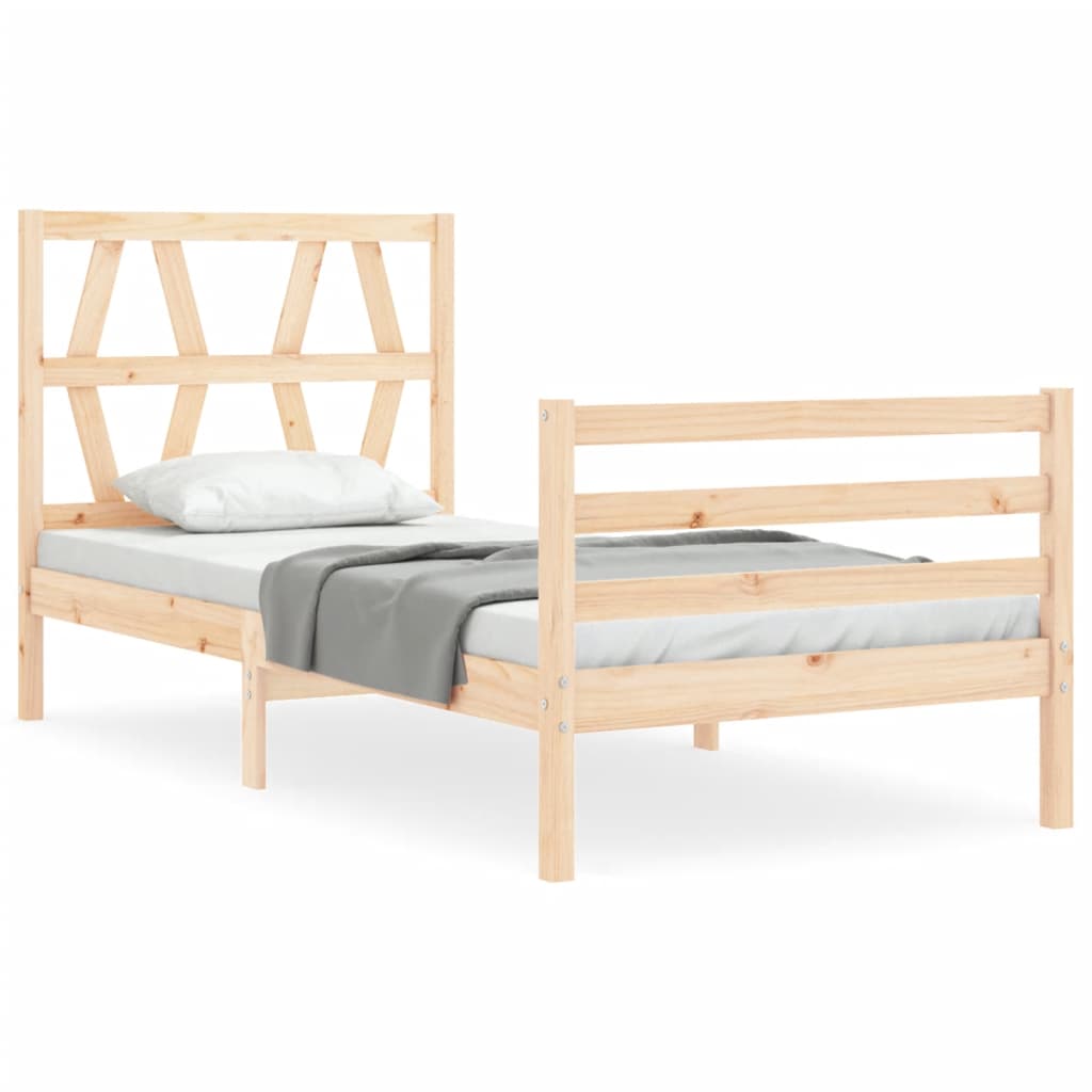 Estructura de cama individual con cabecero madera maciza vidaXL