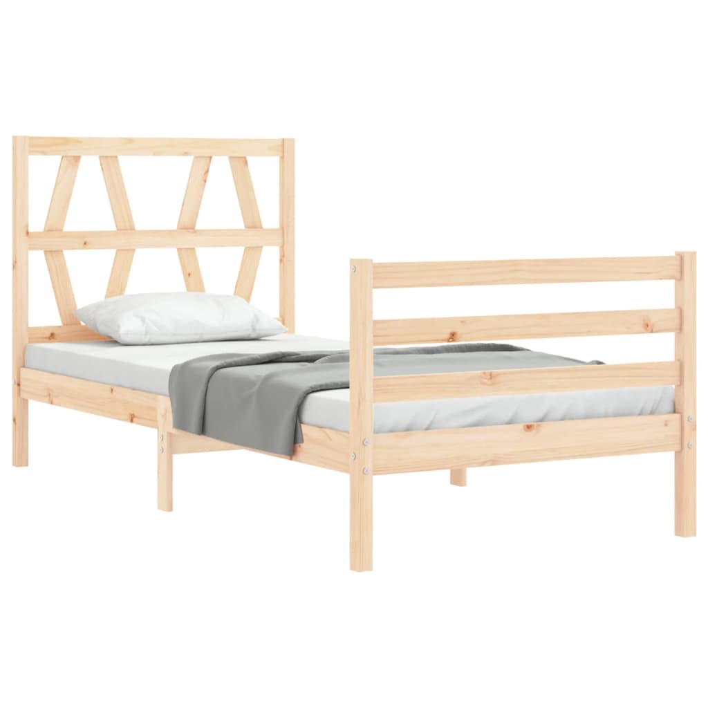 Estructura de cama individual con cabecero madera maciza vidaXL