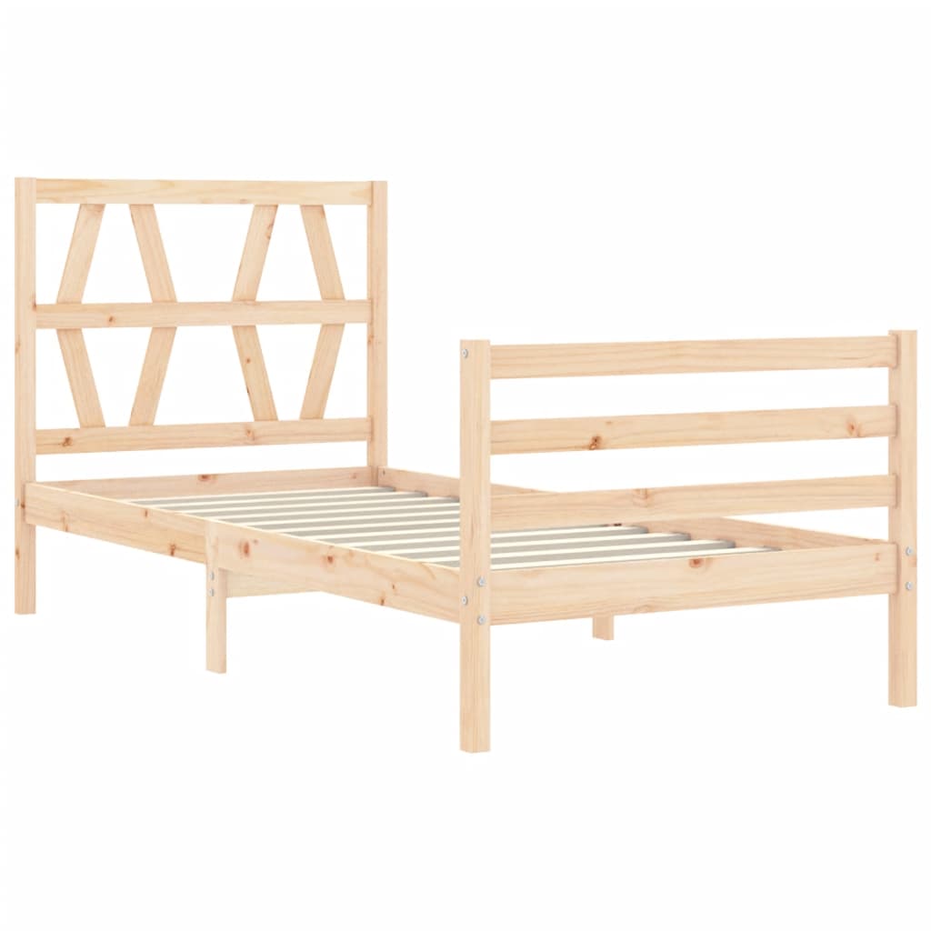 Estructura de cama individual con cabecero madera maciza vidaXL