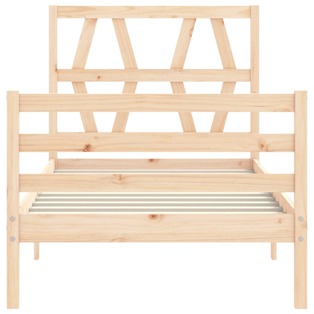 Estructura de cama individual con cabecero madera maciza vidaXL