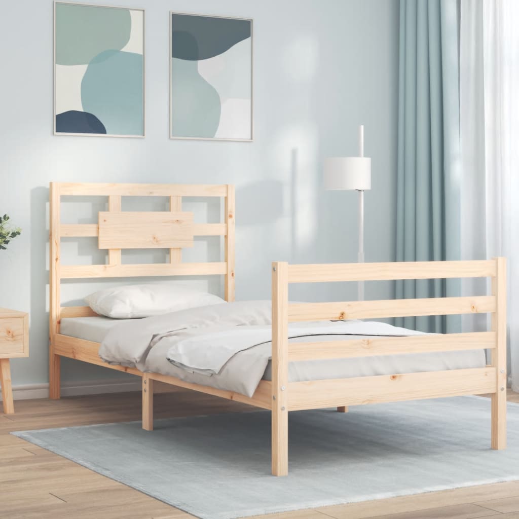 Vetonek Estructura de cama individual con cabecero madera maciza