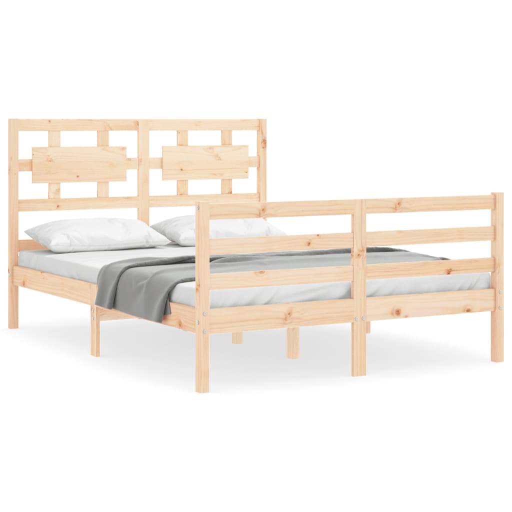 Estructura de cama de matrimonio con cabecero madera maciza vidaXL