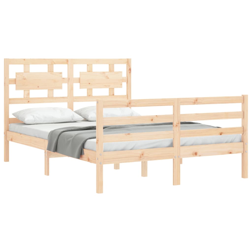 Estructura de cama de matrimonio con cabecero madera maciza vidaXL