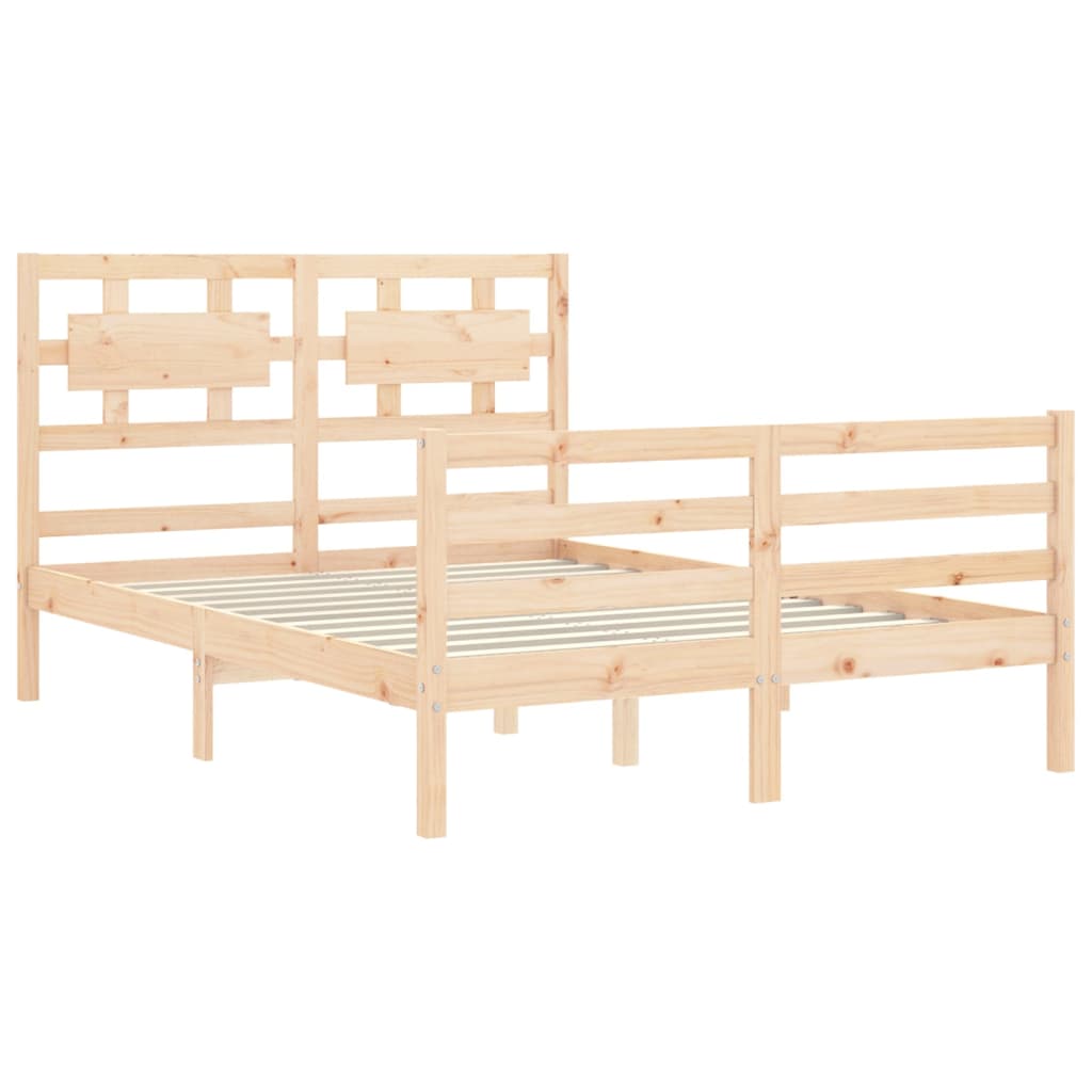 Estructura de cama de matrimonio con cabecero madera maciza vidaXL