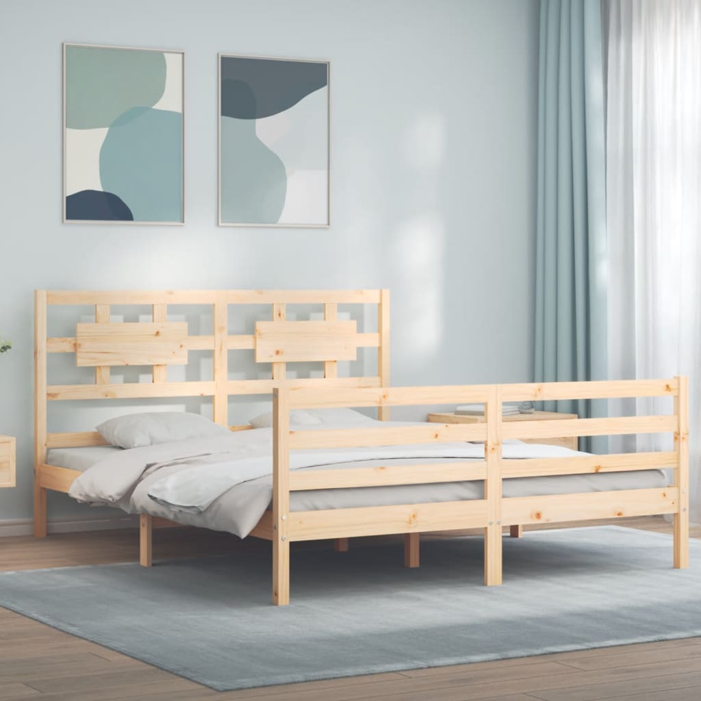 Estructura de cama con cabecero madera maciza 160x200 cm vidaXL