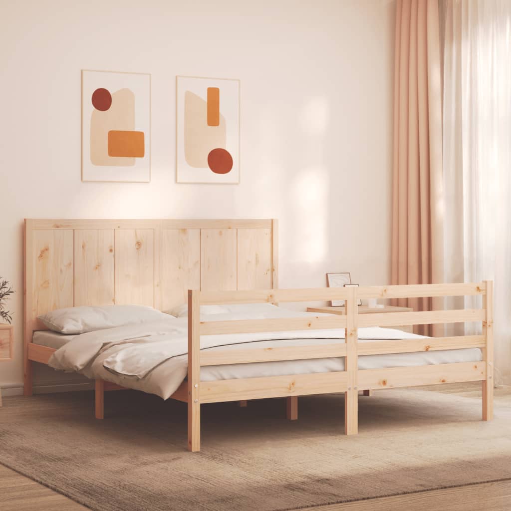 Estructura de cama con cabecero madera maciza 160x200 cm vidaXL