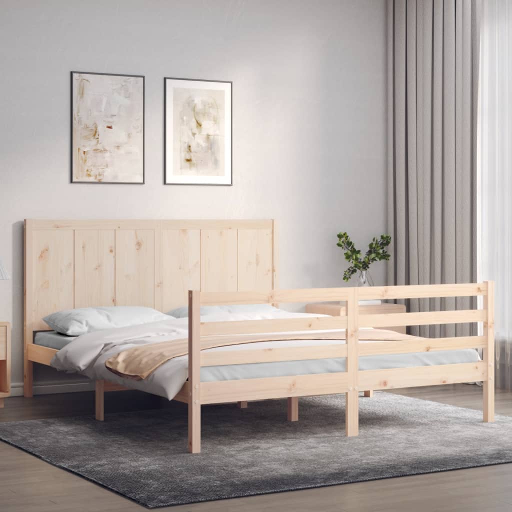 Estructura de cama con cabecero madera maciza 160x200 cm vidaXL