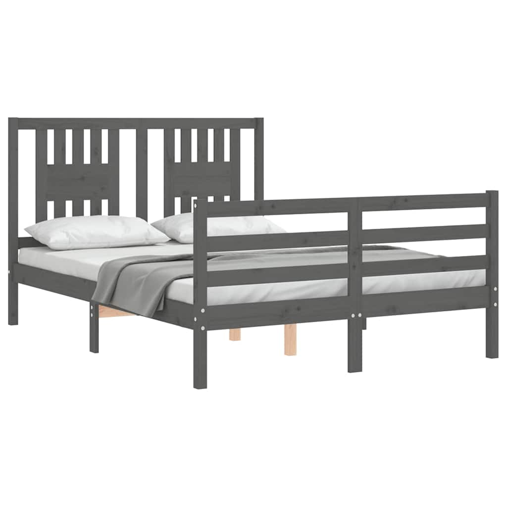 GRAY WOODED WOODED WOODEN COUBLE BED STRUCTURE