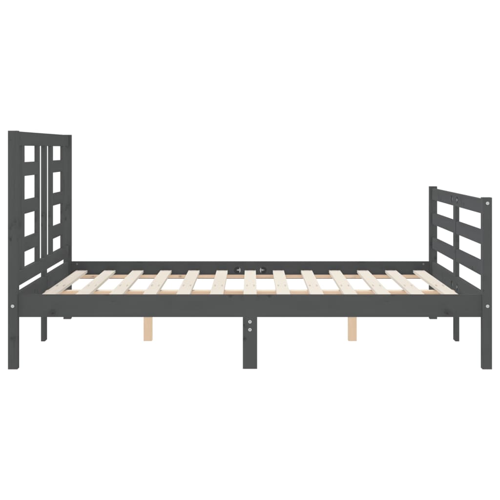 Estructura cama de matrimonio con cabecero madera maciza gris vidaXL