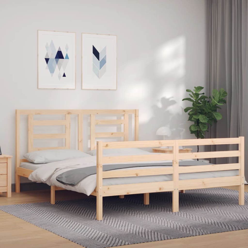 Vetonek Estructura de cama con cabecero madera maciza 160x200 cm