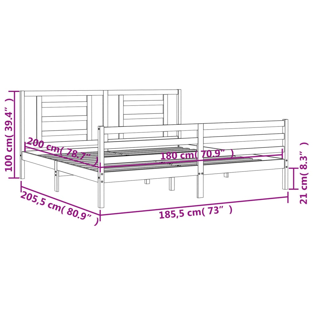 Estructura cama de matrimonio con cabecero madera maciza blanco vidaXL