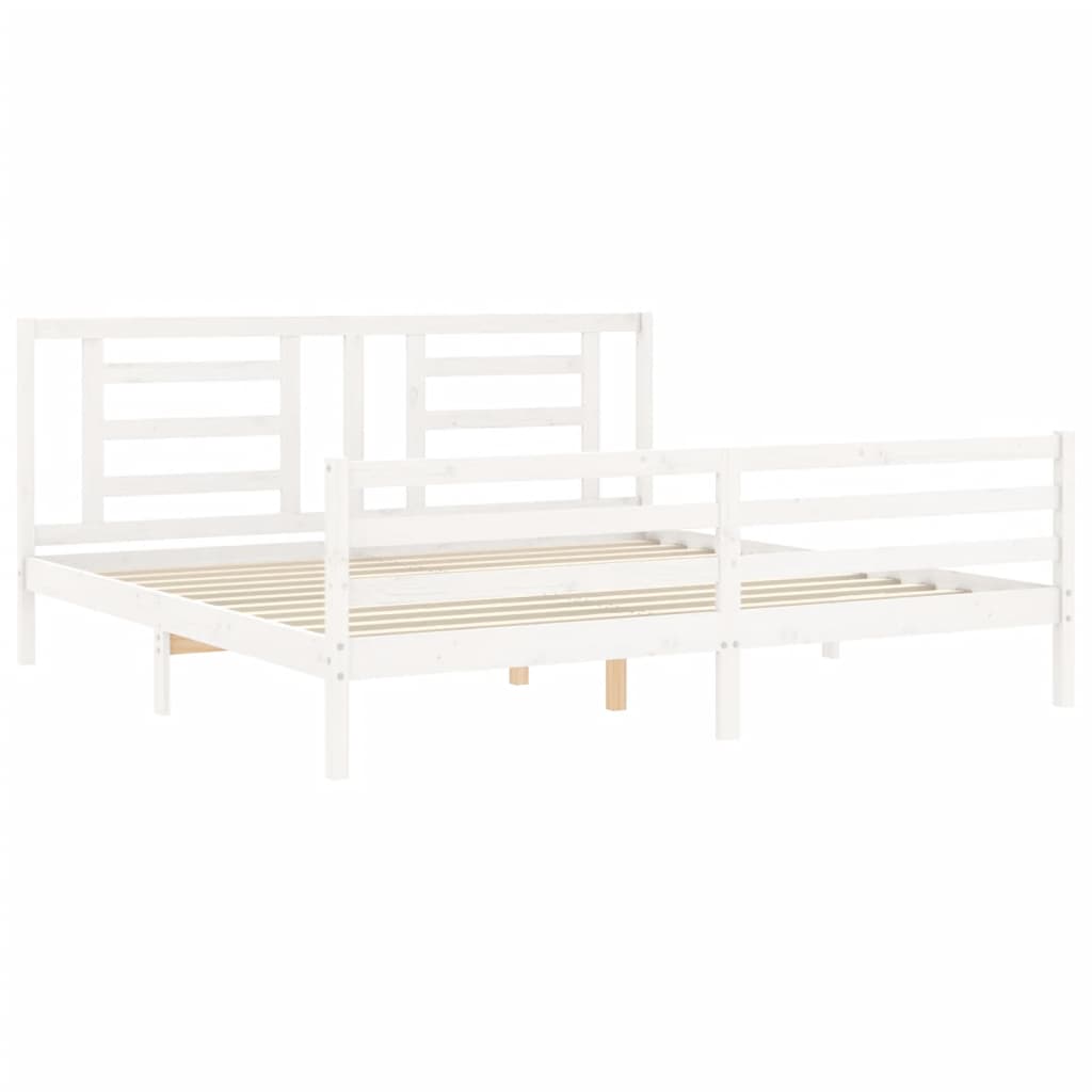 Estructura cama de matrimonio con cabecero madera maciza blanco vidaXL