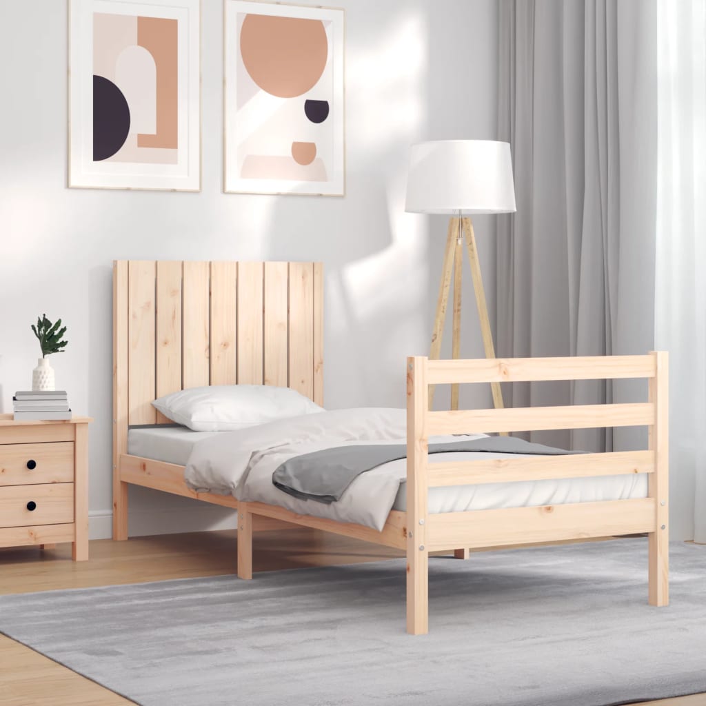 Vetonek Estructura de cama individual con cabecero madera maciza