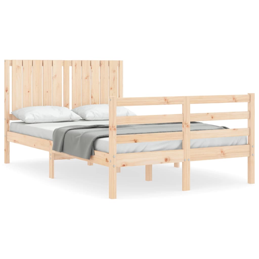 Estructura de cama de matrimonio con cabecero madera maciza vidaXL