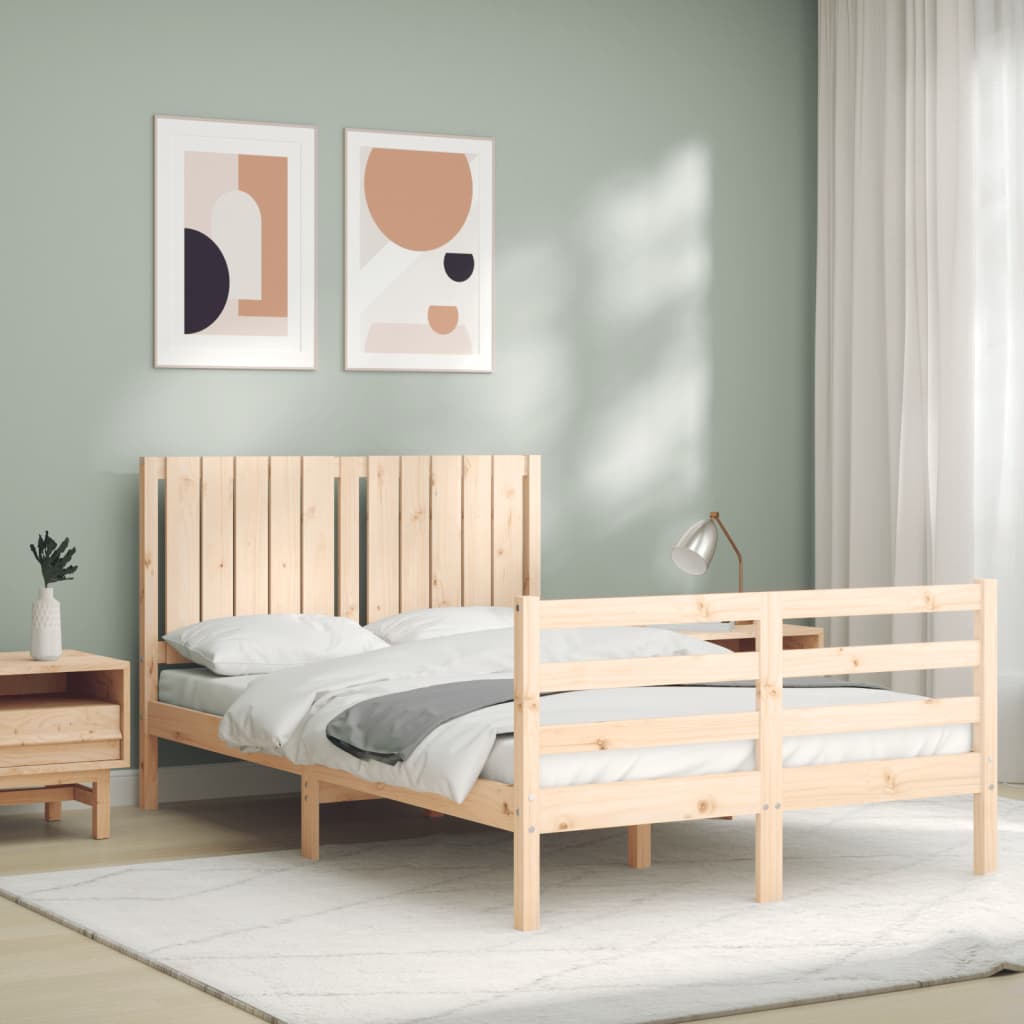 Estructura de cama de matrimonio con cabecero madera maciza vidaXL