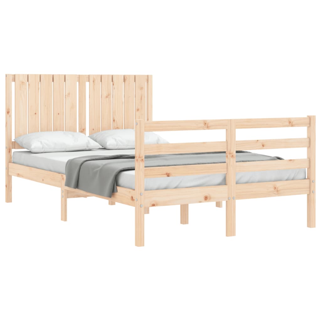 Estructura de cama de matrimonio con cabecero madera maciza vidaXL