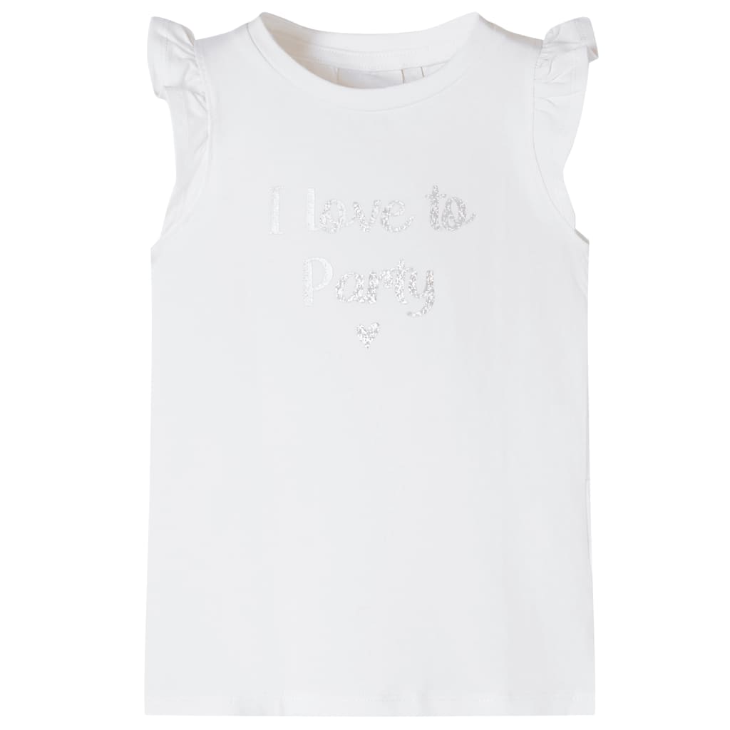 Camiseta infantil con mangas de volantes blanco 128