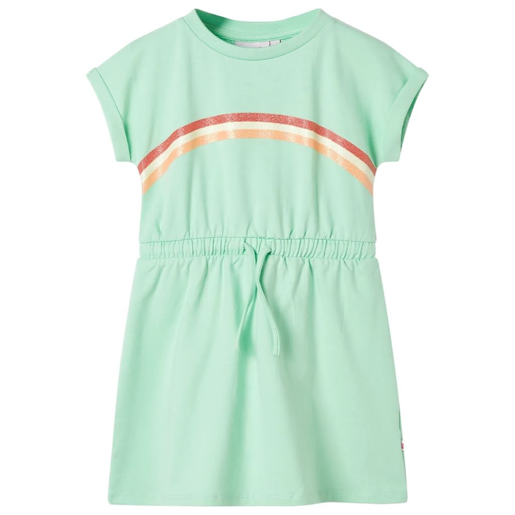 Vestido infantil con cordón verde chillón 116