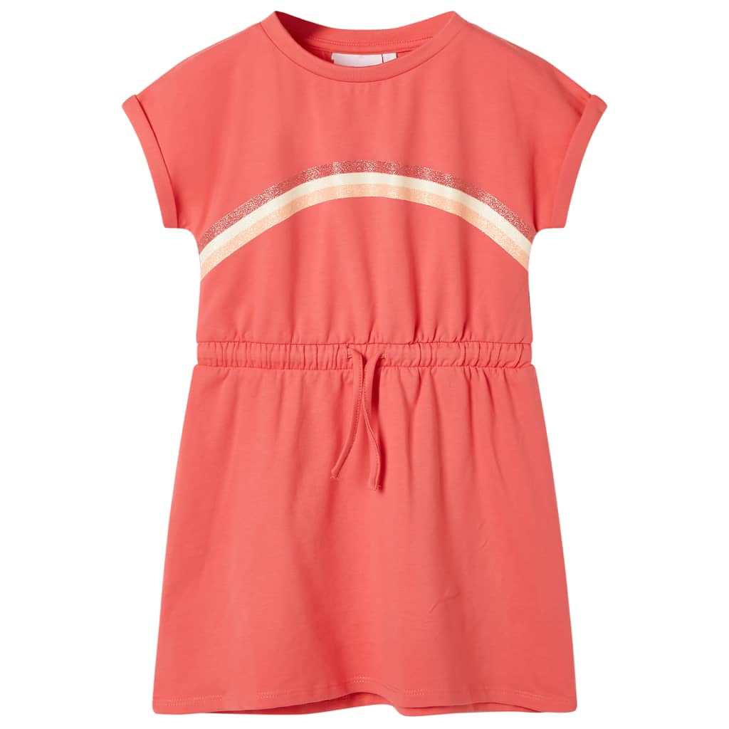 Vestido infantil con cordón color coral 104