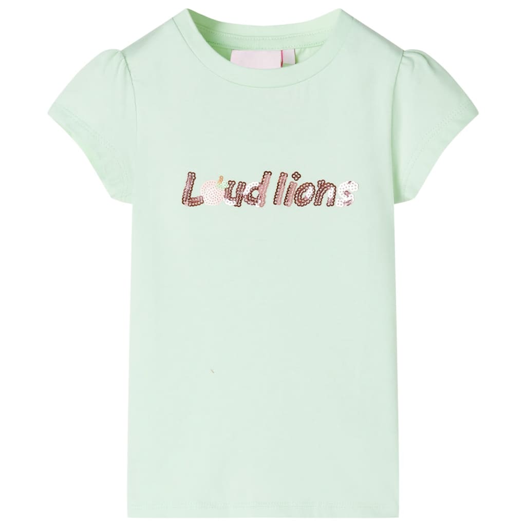 Camiseta infantil de manga casquillo verde suave 104