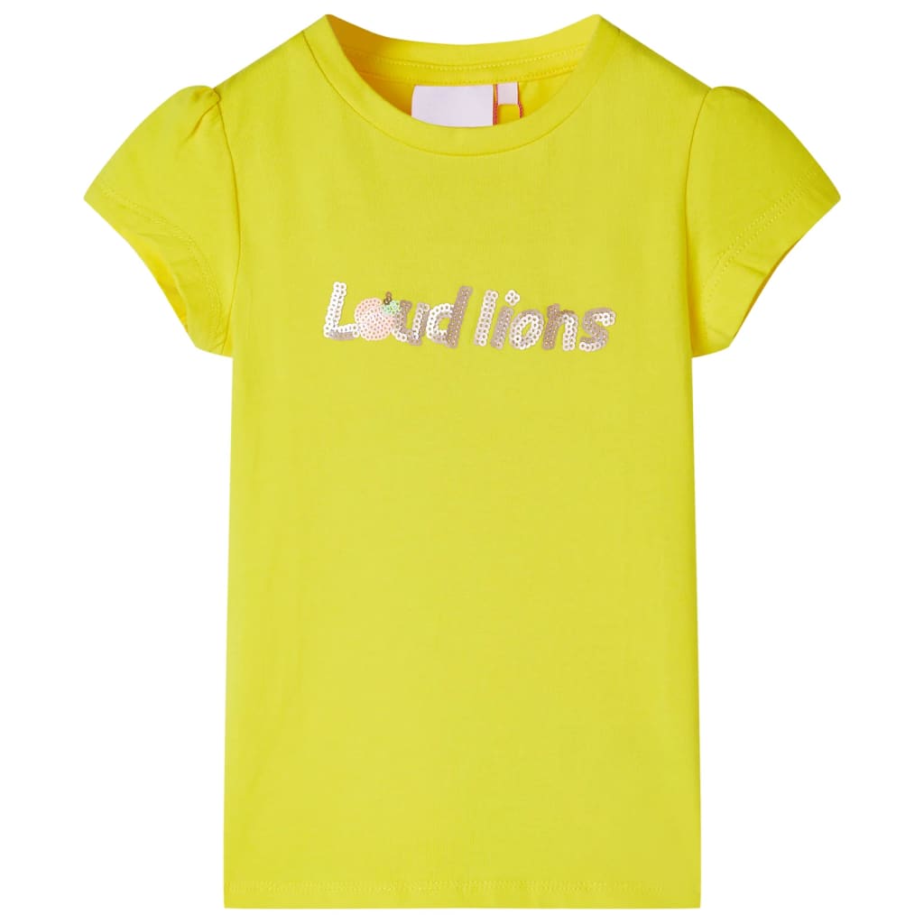 Camiseta infantil de manga casquillo amarillo chillón 92